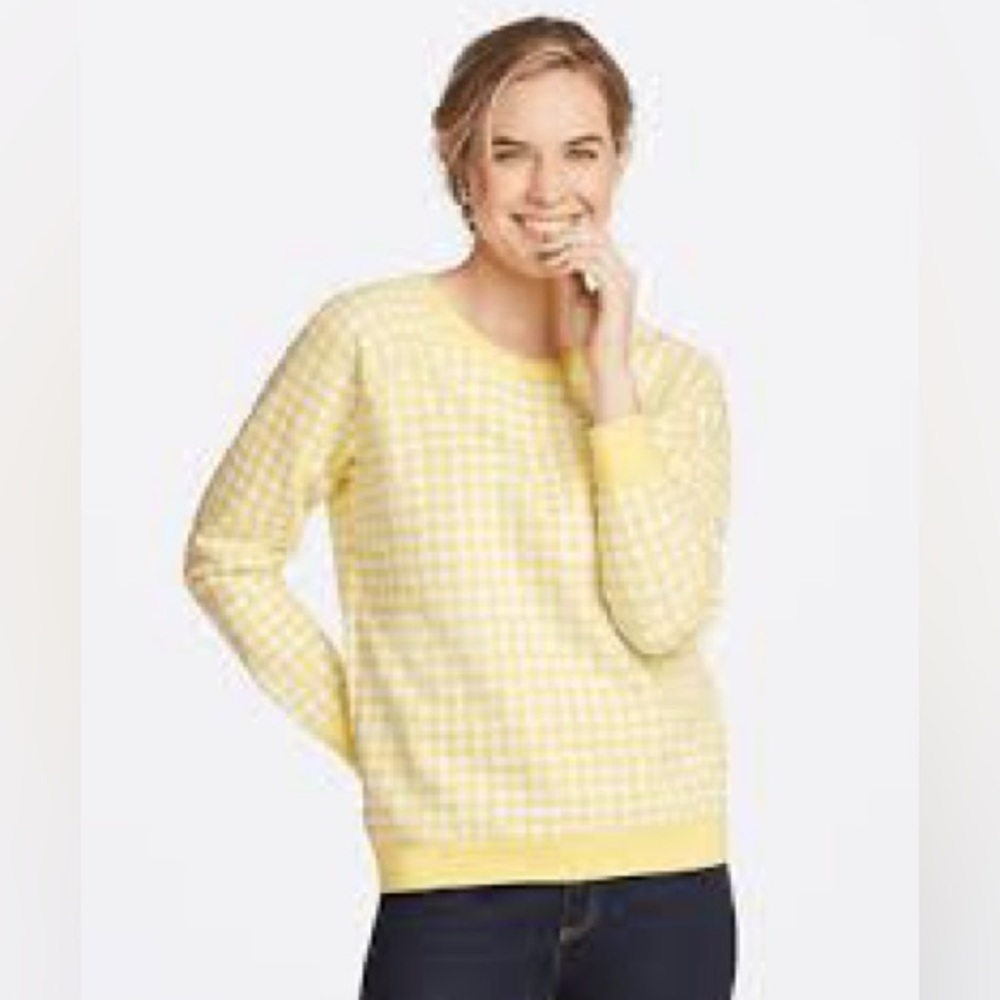 Draper James Yellow Gingham Women's Pullover Cotton Sweatshirt Top Size 1x